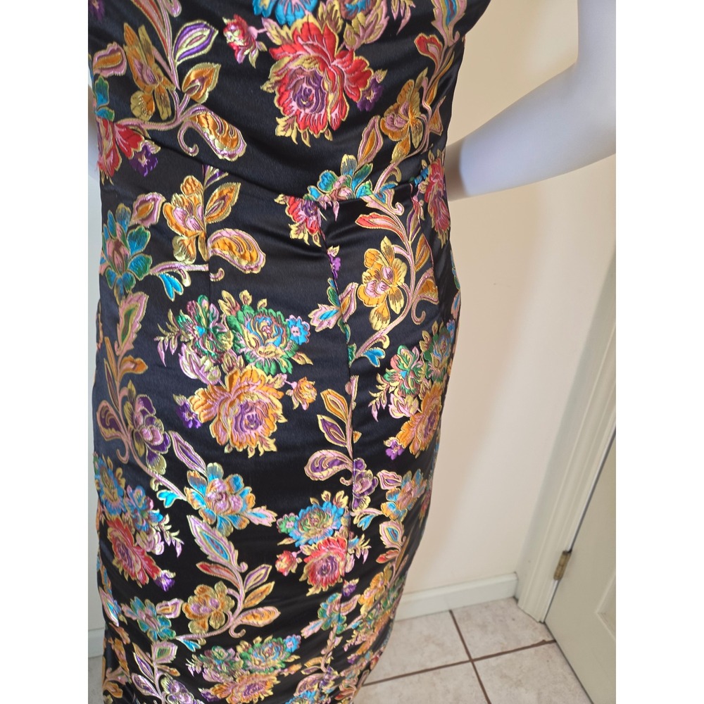 Olia Womens Strapless Metallic Floral Brocade Midi Dress Black‎ Multi Size S - Picture 12 of 14